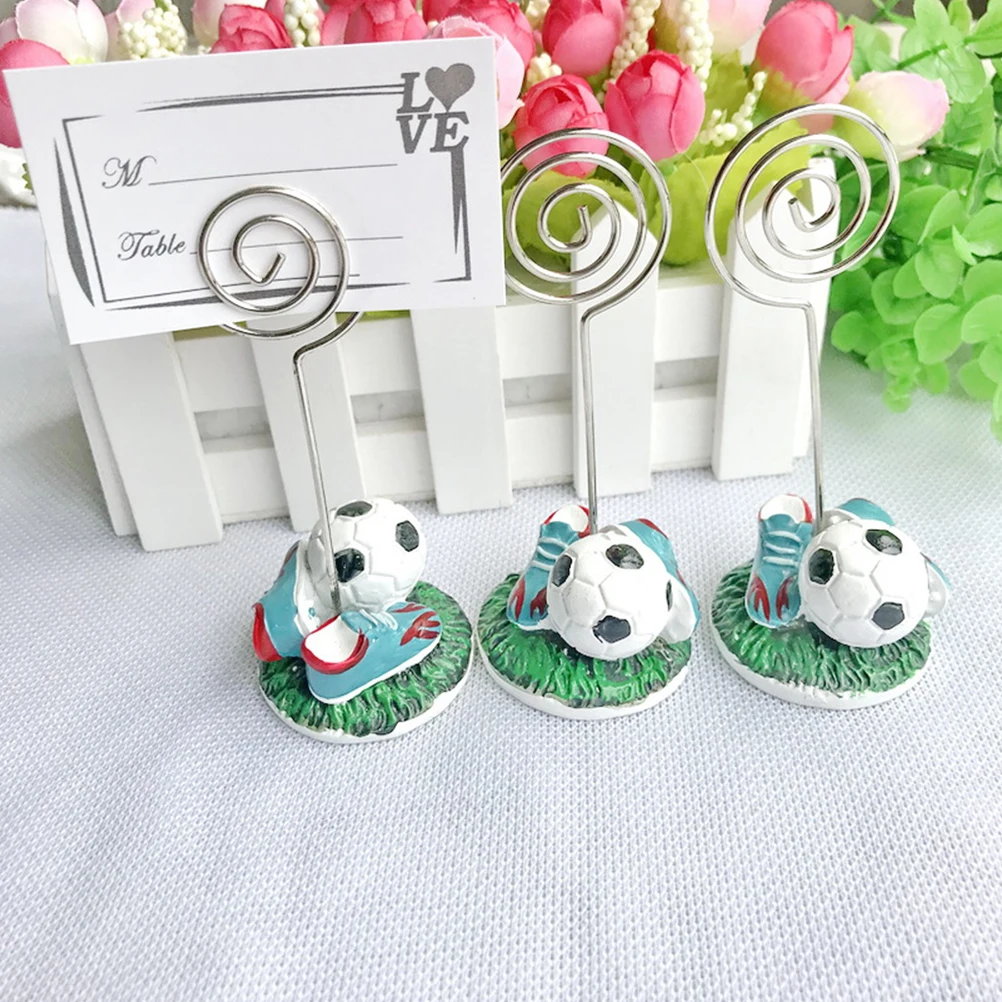 

3 Pcs Table Number Folder Football Memo Holder Clip High Cardholder Sign Holders Resin Placecard Toddler