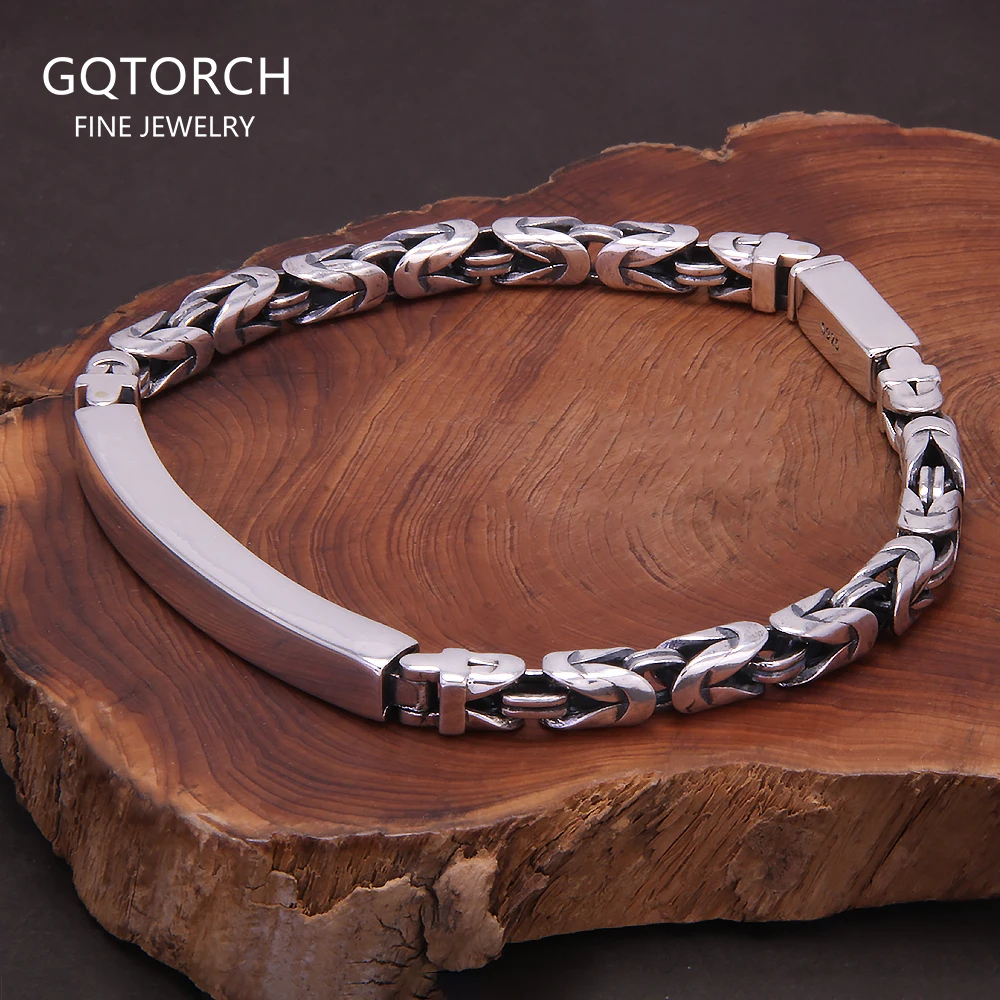 925 Sterling Silver 5mm Viking Braided Bracelet for Men Peace Pattern Handmade Fashion Retro Niche Bracelets Vintage Jewelry