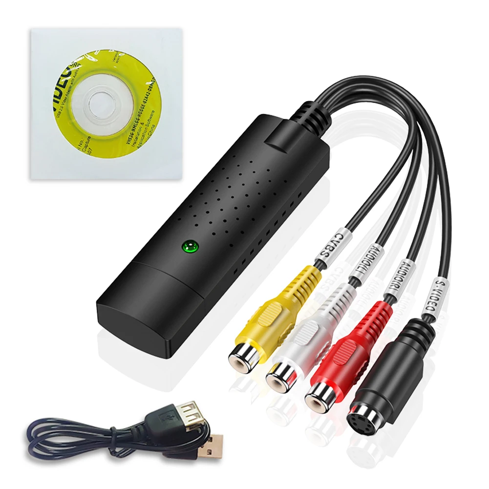 

USB Video Capture Card VHS TV DVD VCR USB To AV Video Capture Adapter with USB Cable RCA To USB 2.0 Video Converter for Mac PC