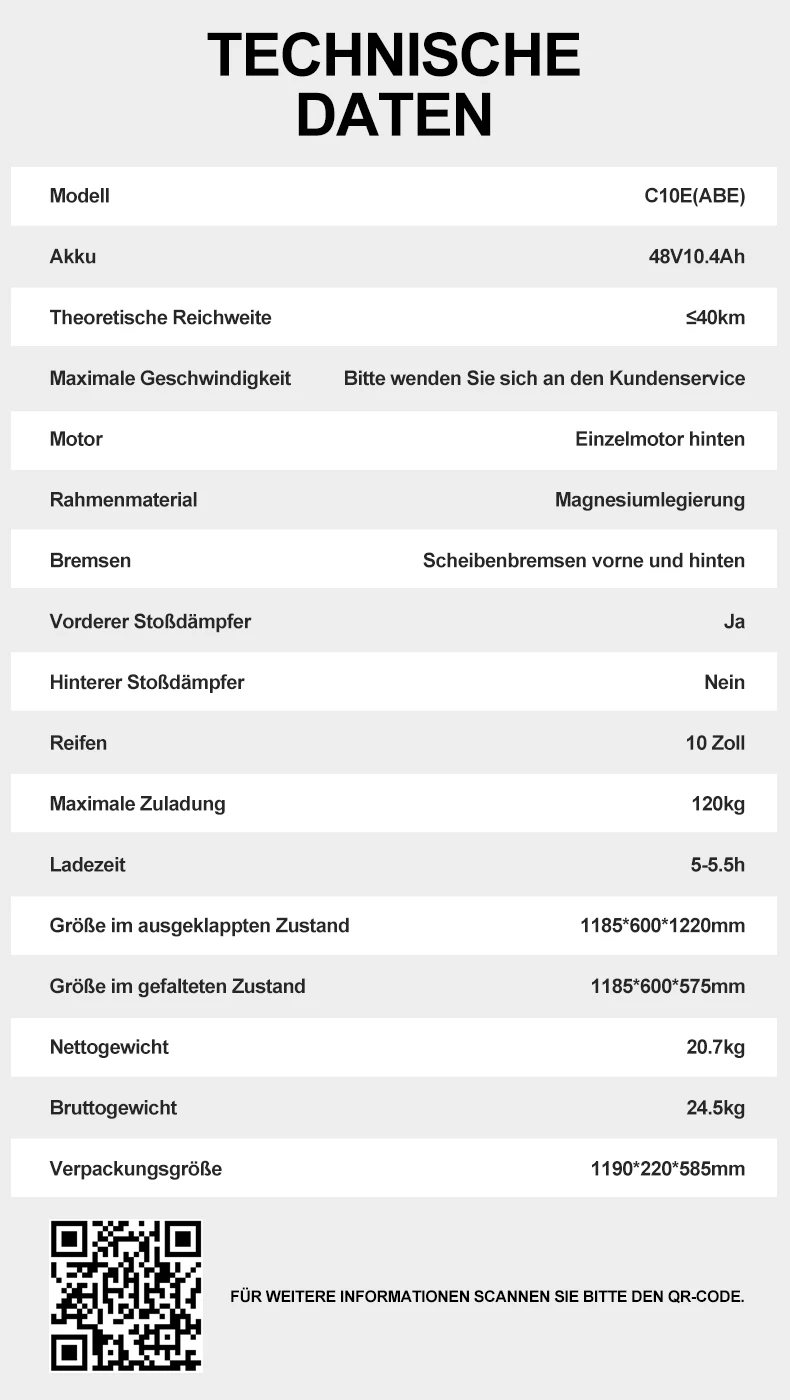 JOYOR C10E(ABE) Elektroroller für Erwachsene E-Scooter 48V10.4AH Akku 10'' Reifen Scheibenbremsen City E-Roller – Detail 10