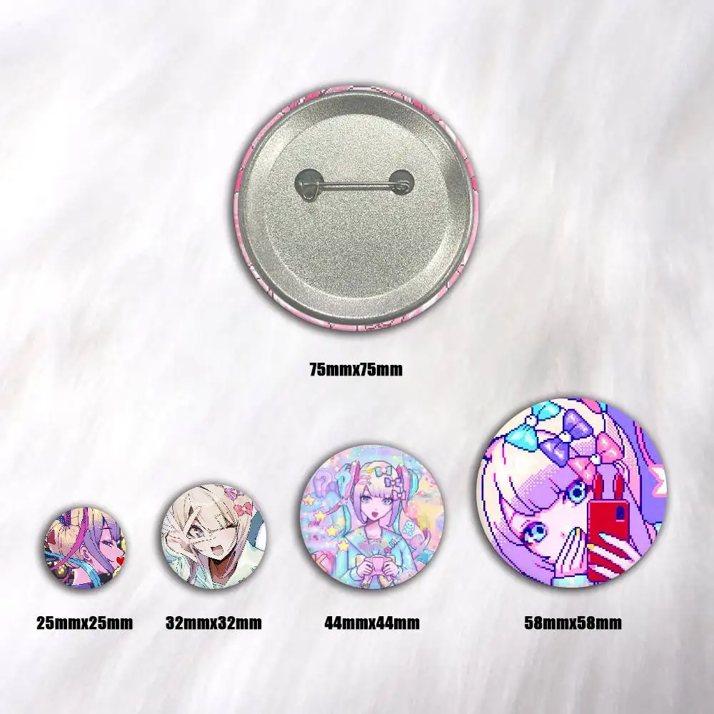 A-Kangel Needy-s-Streamer Overload Snap-in Pins Cartoon Character Round Creative Brooches For Backpack Accessories Jewelry Gifts