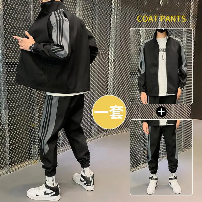 Men\'s Sports Jacket Pants Two-piece Suit Spring Autumn New High Quality Casual Top Male Jogger Zipper Men Summer Sportswear Suit