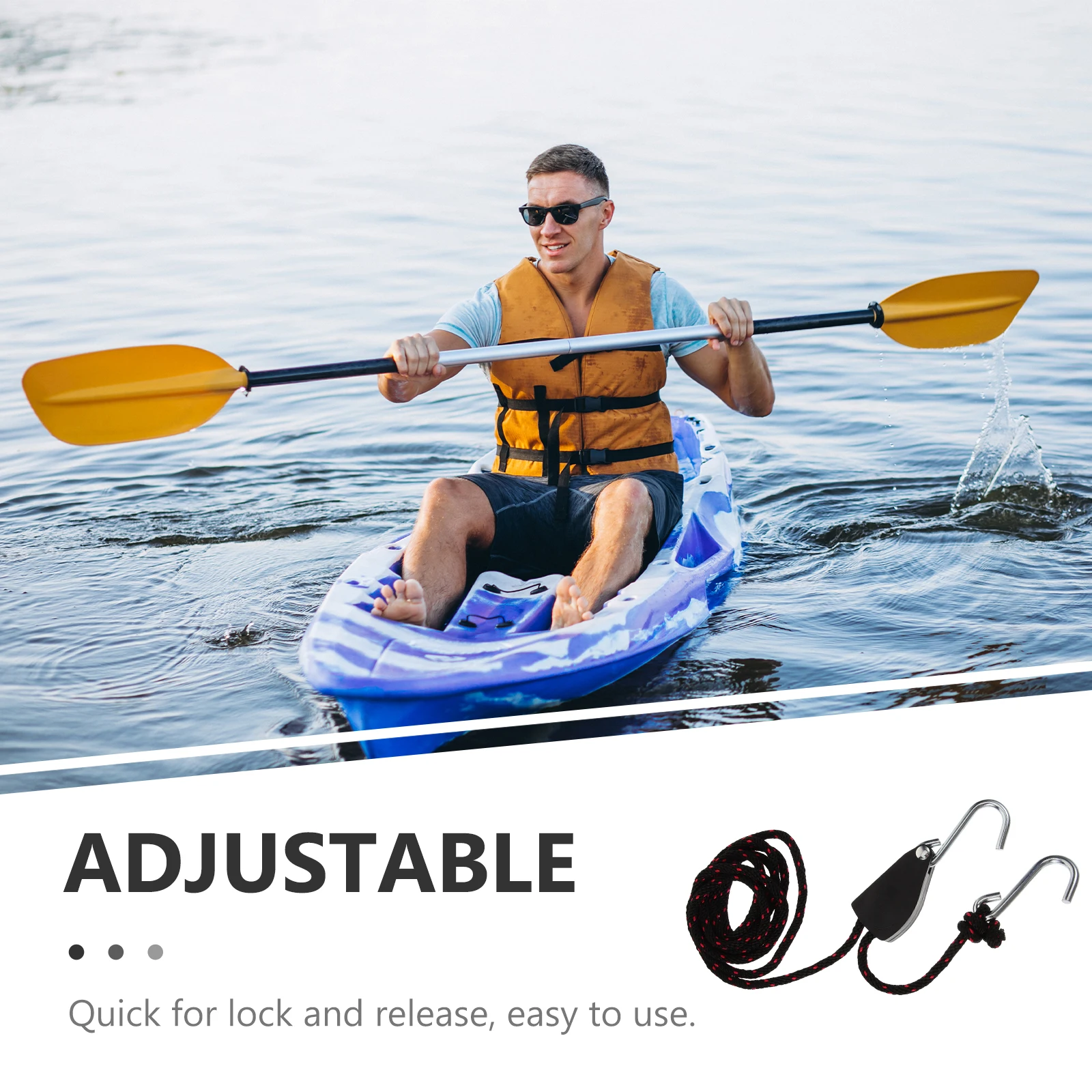 

2Pcs Pulley Ratchet Tie Down Straps Heavy Duty Adjustable Rope Lock for Kayak Boat Canoe Bow Stern 136Kg Capacity