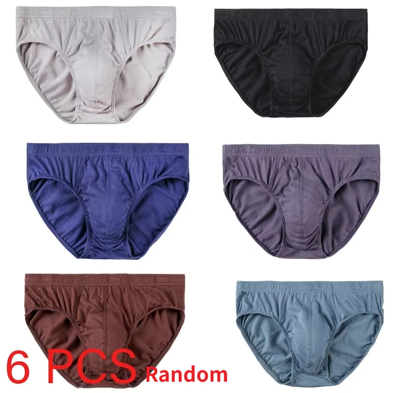6 Pcs/Lot Rsndom Men's 100% Cotton Panties Breathable Briefs Comfortable Male Underwear Lingerie Underpants Plue Size S-xxl