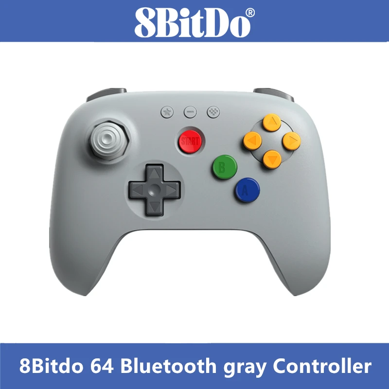 8Bitdo Grey Controller 64 Bluetooth-gamepad voor Analogue 3D, Switch/Switch 2, Windows en Android N64 Bluetooth-gamepad