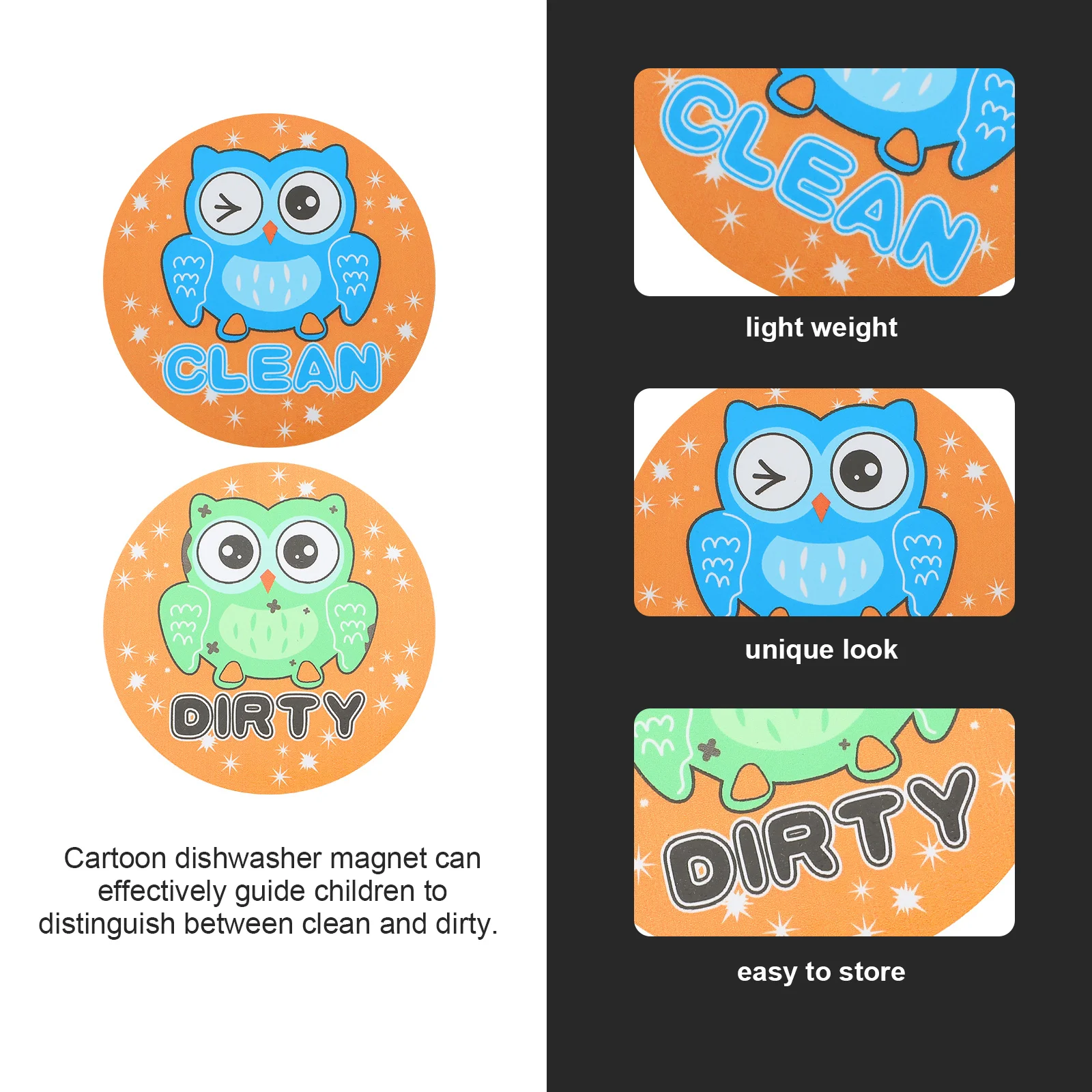 مغناطيس غسالة الصحون علامة قذرة نظيفة مؤشر مغناطيسي مزدوج الجوانب نمط كرتوني اكسسوارات المطبخ مكتب المنزل #1
