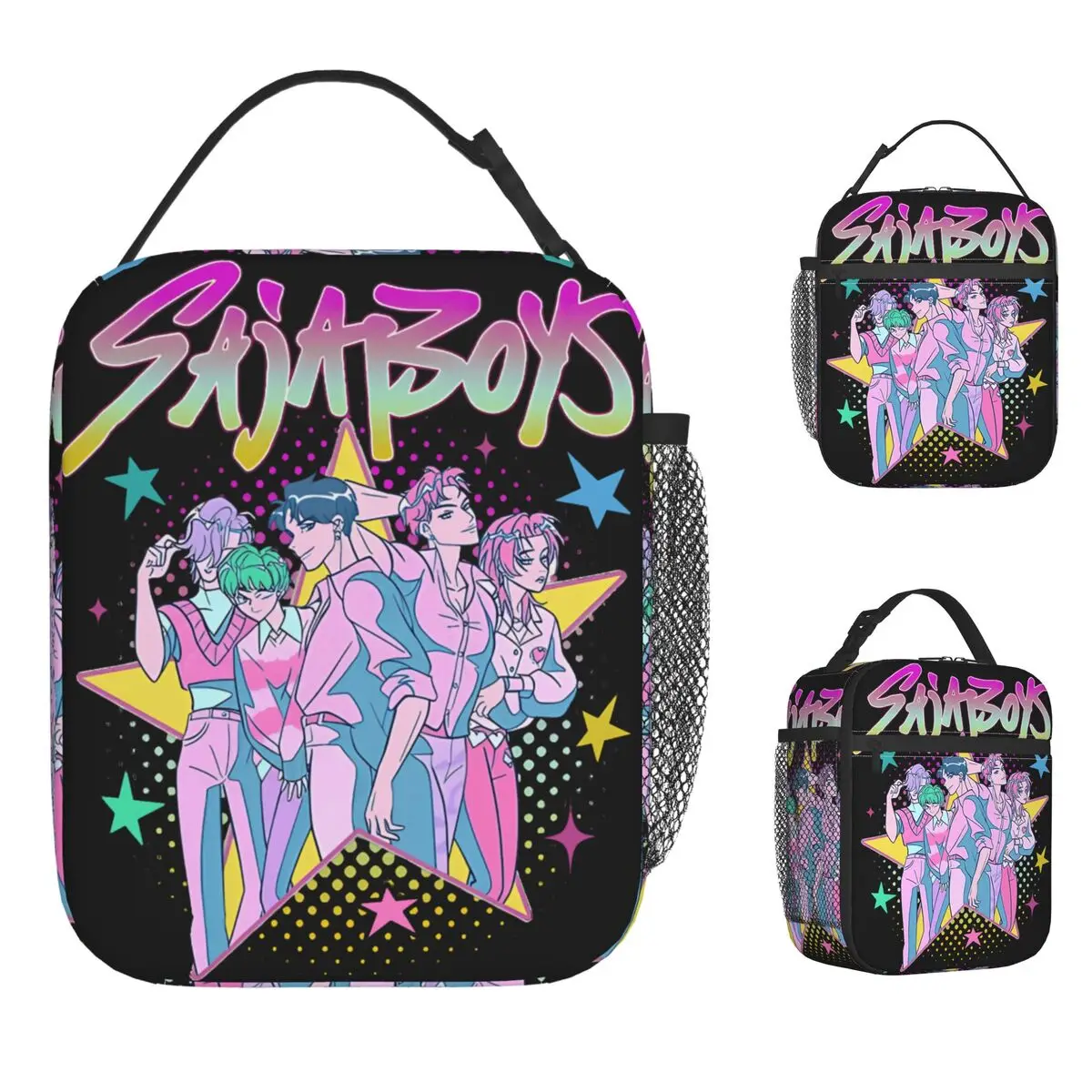 

KPop Demon Hunters Lunch Bag Saja Boys Retro Lunch Box For Unisex Office Portable Cooler Bag Oxford Print Thermal Tote Handbags