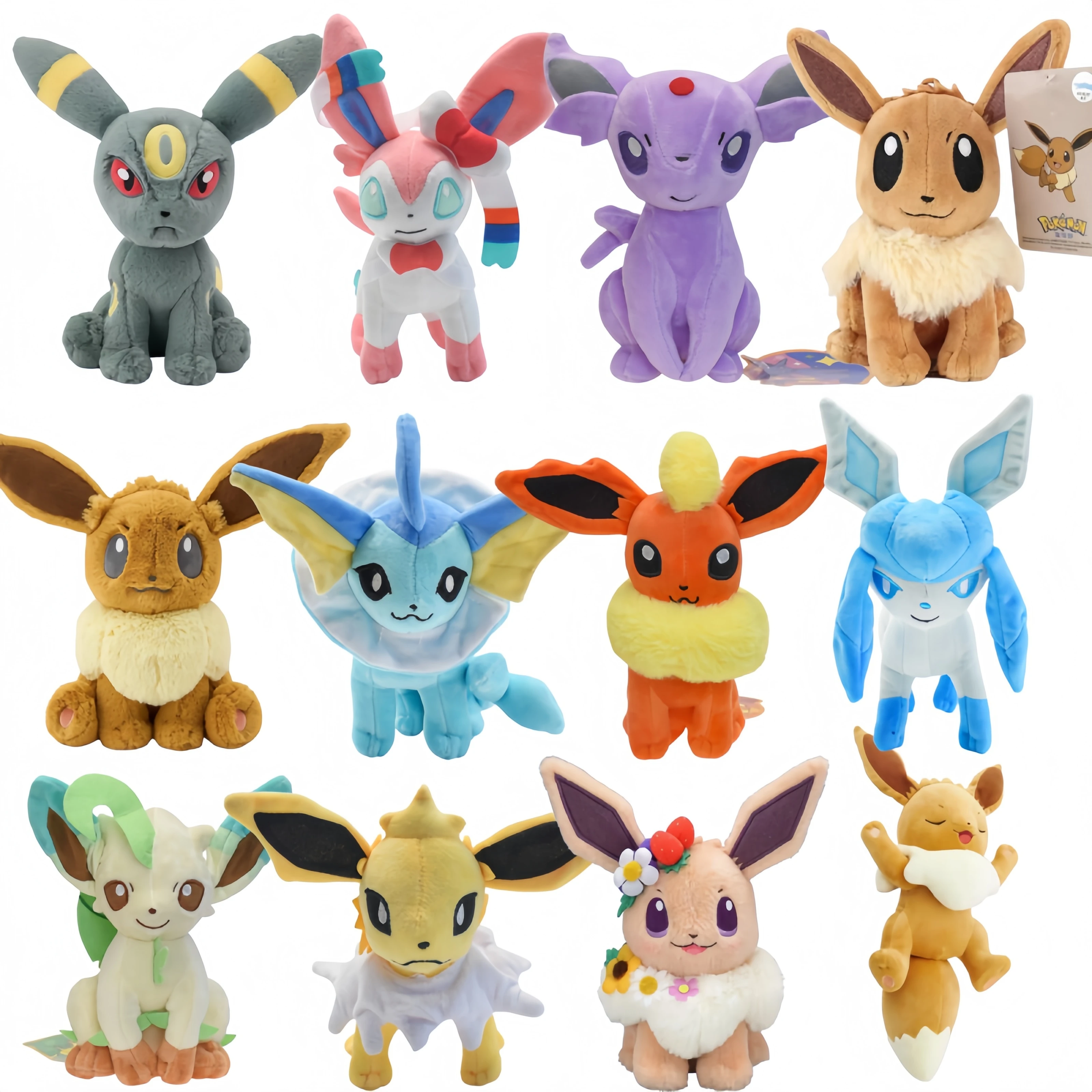 Cartoon Eevee Sylveon Espeon Mimikyu Plush Plushies Toys Cute Eevee Umbreon Vaporeon Glaceon Leafeon Stuffed Peluche Dolls