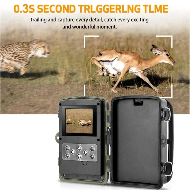 B04C-HC-802A Pro Hunt Camera - 24MP 2.7K 0.3S Trigger And IP65 Waterproof For Wildlife Tracking/Scouting