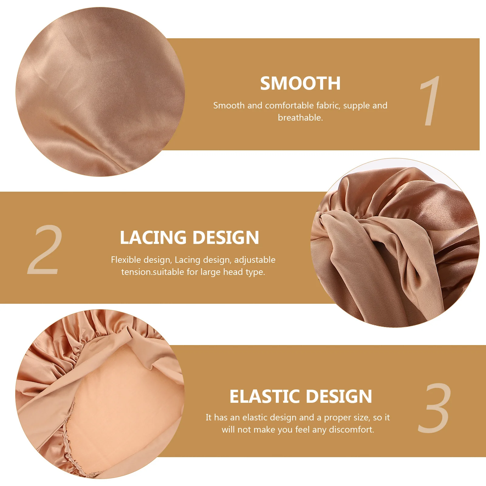 

2Pcs High Elasticity Satin Sleep Caps Comfortable Hair Care Bonnets Household Soft Satin Sleeping Hats for Women