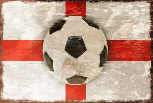 English Flag Football Vintage style Retro Metal Plaque Sign, soccer, sport, game sign