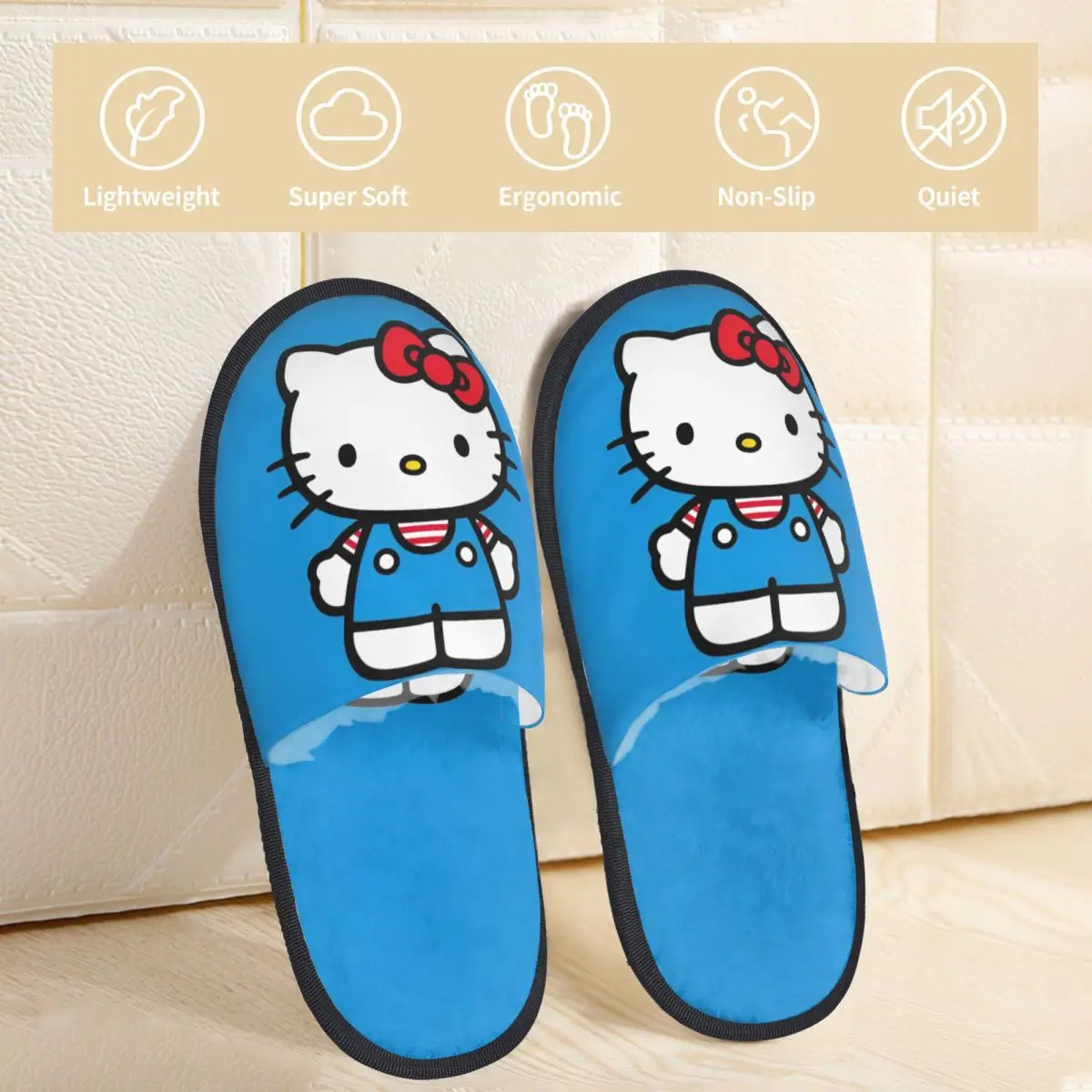 Kawaii لطيف مرحبا كيتي الشتاء النعال القطيفة غرفة المعيشة لينة رغوة الذاكرة الشرائح عدم الانزلاق