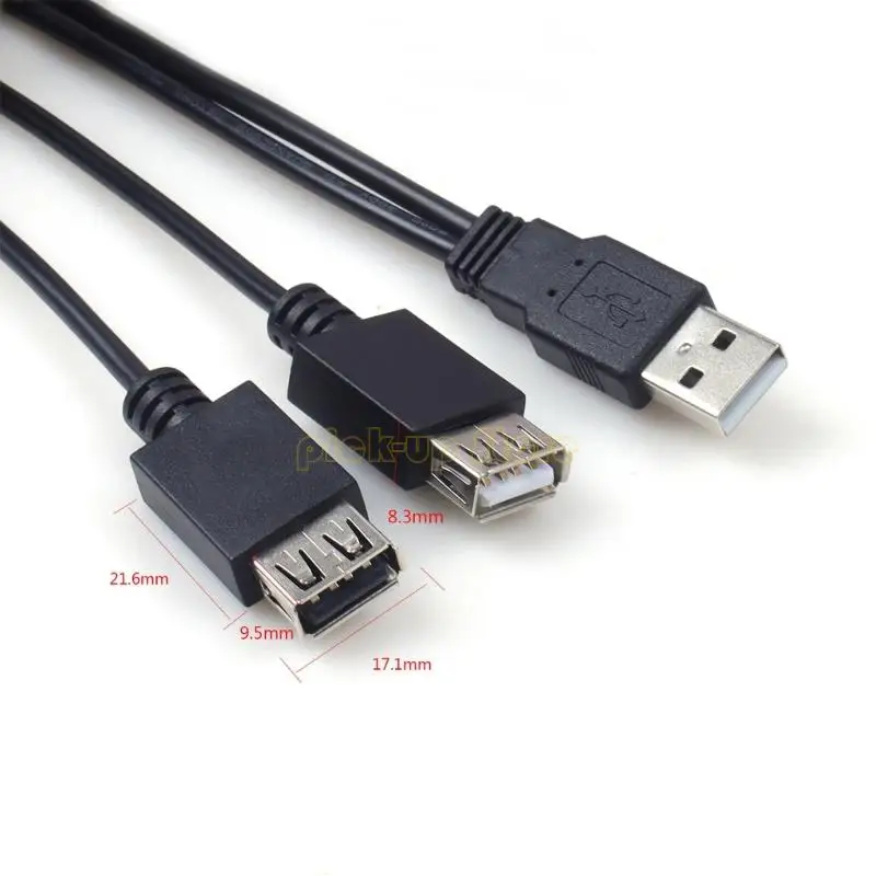 Q5WA 2PORT USB2.0 Удлиняющий кабель разветвителя 40 см. Гибкий адаптерный шнур зарядки данных