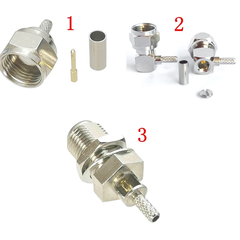 1Pcs F TV IEC Male Plug Female Jack Connector Imperial Right Angle Crimp for RG316 RG174 RG179 Cable IEC TV Male Brass