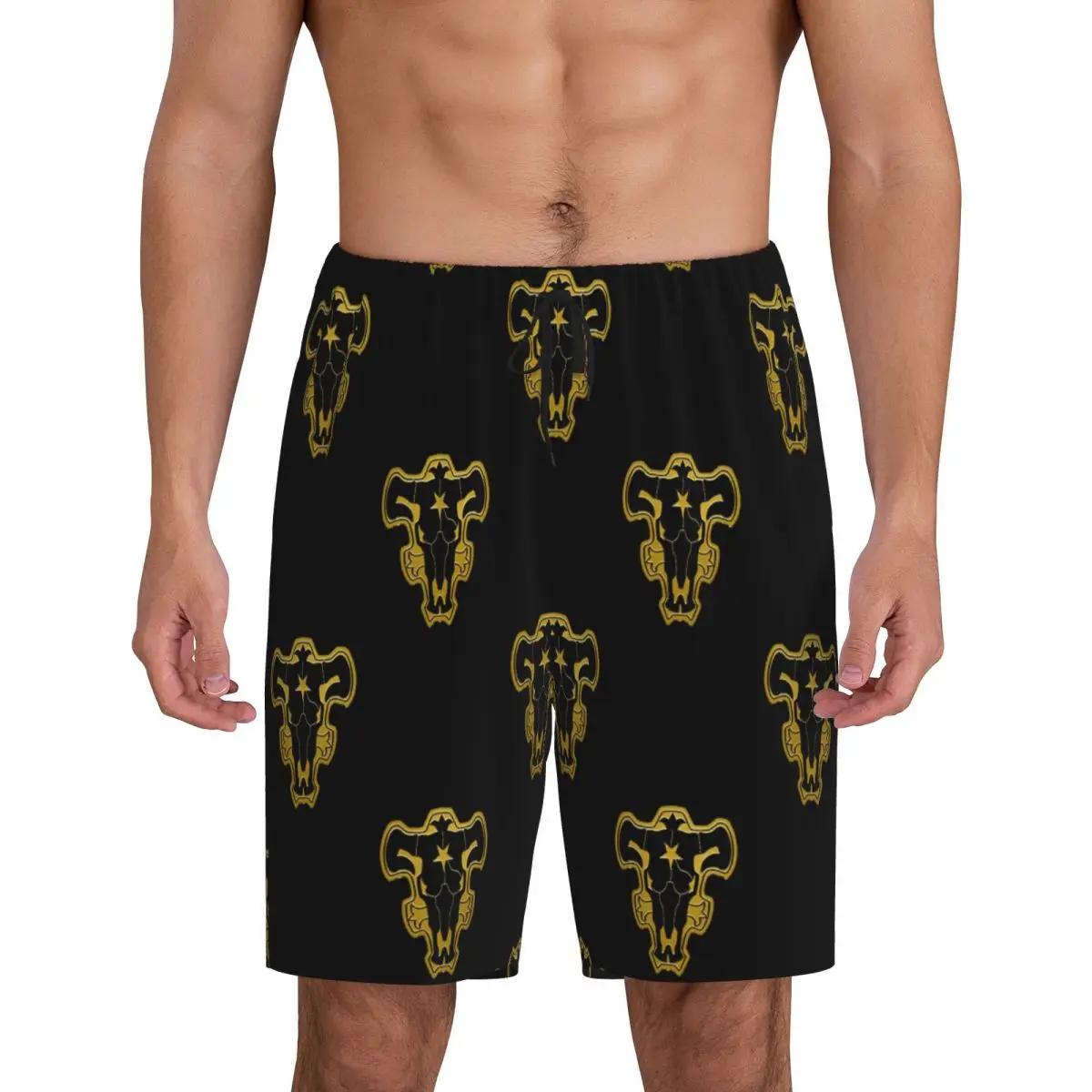 

Мужские короткие пижамные шорты с фан-артом Black Clover и эмблемой Black Bulls, для сна и отдыха