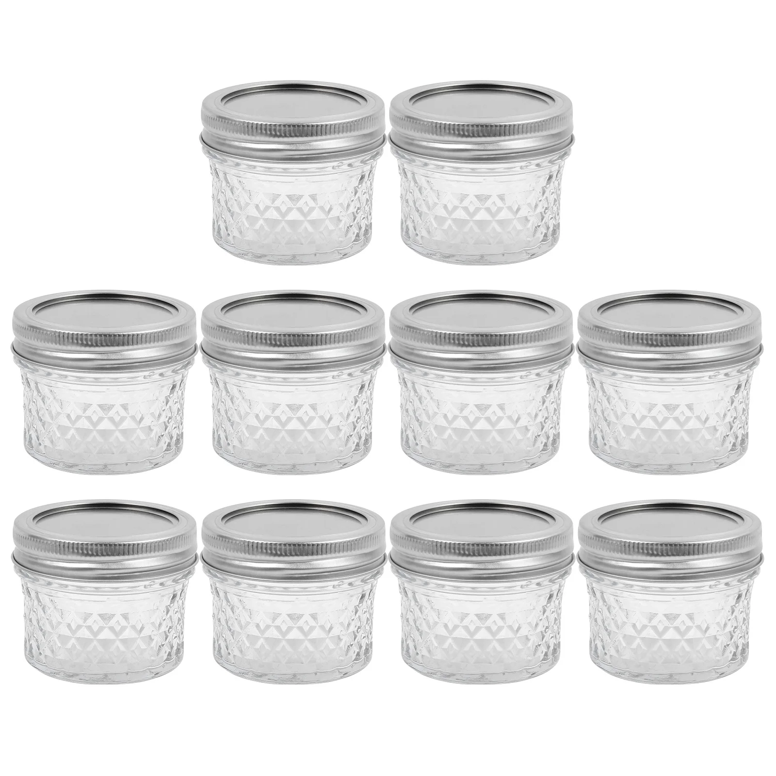 

10Pcs Kitchen Glass Juice Bottles Diamond Antislip Surface Sealed Canisters 100ml Honey Jam Glass Storage Containers Practical