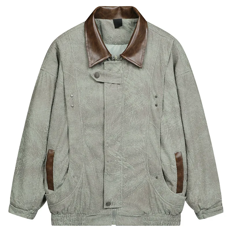 2024 New Autumn Design Texture Corduroy Nail Punch Jacket American Retro Green Niche Loose Jacket