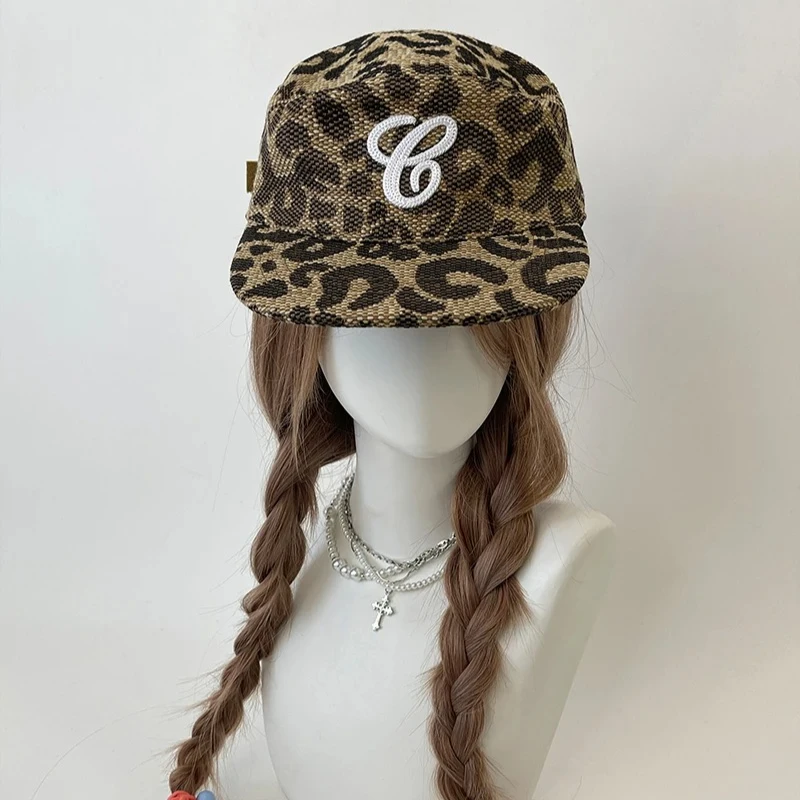 Spicy Girl Retro Flat-top Leopard Print Plaid Baseball Cap Women's
