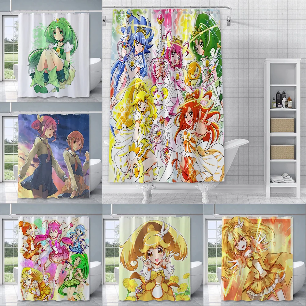 

Hot Cartoon S-Smile Precure Shower Curtain Waterproof Polyester Fabric Paint Colorful Bath Curtains Curtain With Hook