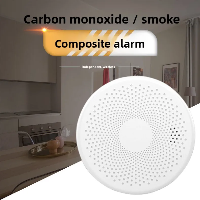 New 2in1 Version WiFi Tuya Smart Co & Smoke Detector Alarm Carbon Monoxide Parlor Room Kitchen Shop Fire PIR Sound Sensor Alert
