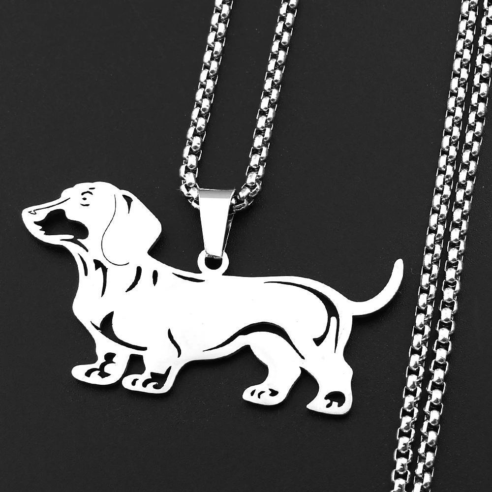 

Doxie Sausage Dog Pendant Necklace For Women Men Stainless Steel Silver Color Long Doggie Low Rider Lovely Necklace Jewelry Gift