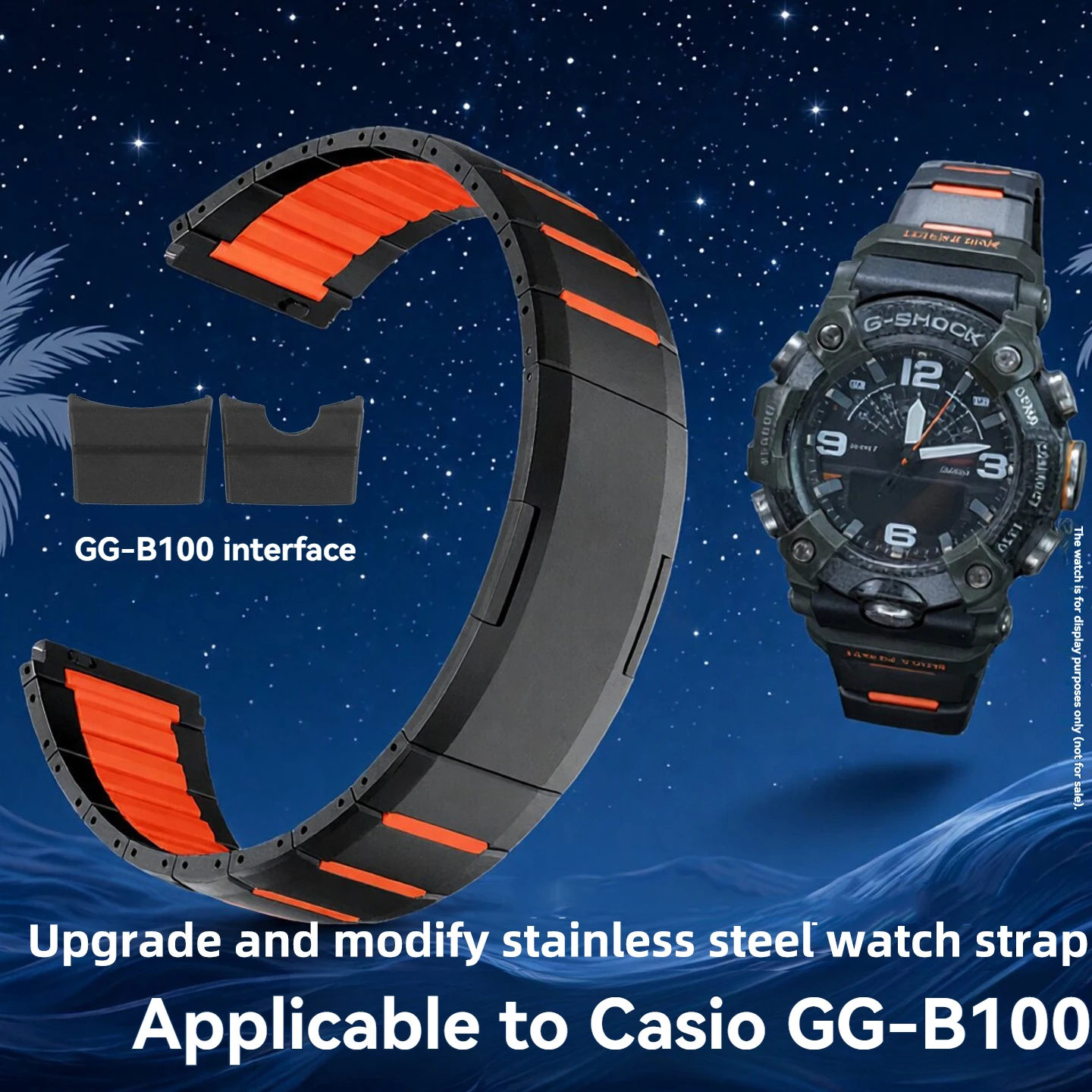 for G-SHOCK Casio GG-B100 sports strap, new Little Mud King third-generation modified elastic stainless steel watch band for men