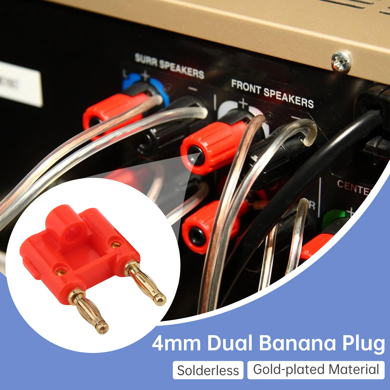 10個の積み重ね可能な4mmバナナプラグキット、スピーカーアンプ、マルチメータテストリード、電源、19mm間隔のデュアルエントリーコネクタ用