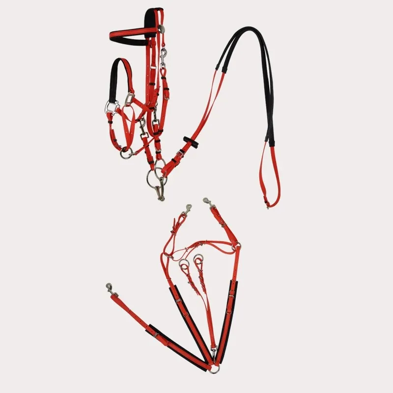 PVC Endurance Bridle & Reins with Horse Bit, Adjustable Halter for Full & Pony Size, Equestrian Tack