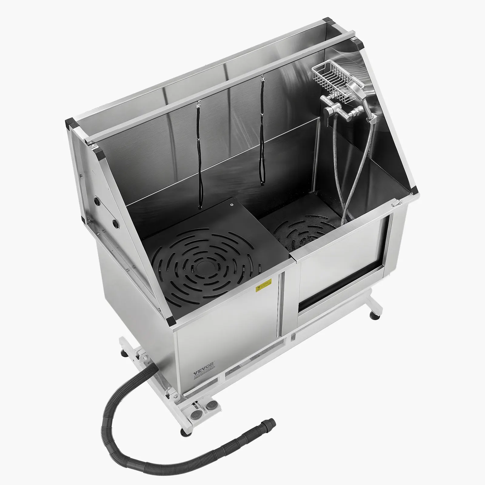 

Электрическая подъемная станция для мытья собак, профессиональная ванна для груминга из нержавеющей стали 50 дюймов с нескользящей дренажной доской, смесителем и душем