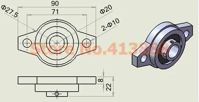 NBZH Bearing20 Mm Caliber Zinc Alloy Miniature Bearings Pedestal KFL004 UCFL004 FL004 Diamond Flange Bearings Pedestal