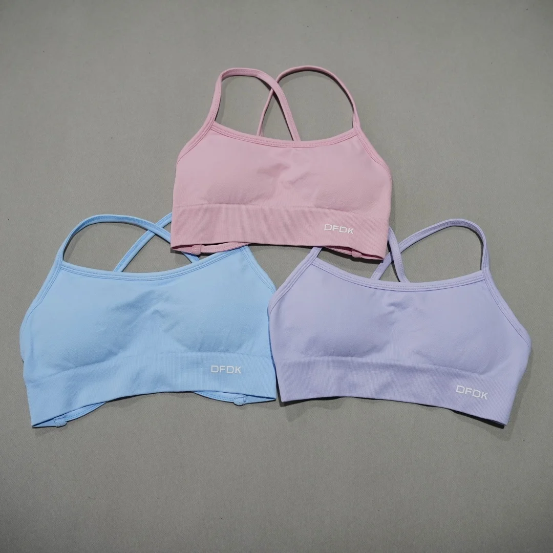 DFDK Women Wirefree Yoga Bra Seamless Push Up Shockproof Fitness Sports Top