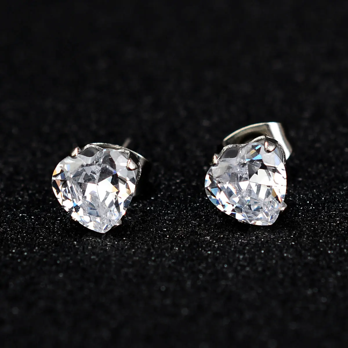 Stainless Steel Star Heart Triangle Zircon Black Stud Earrings For Women Tragus Conch Rook Helix Piercing Earrings Jewelry