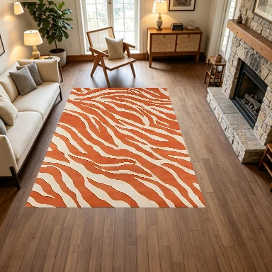 Orange Zebra Stripes Printed Carpet Modern Animal Pattern Floor Mat Home Living Room Bedroom Decorative Carpet