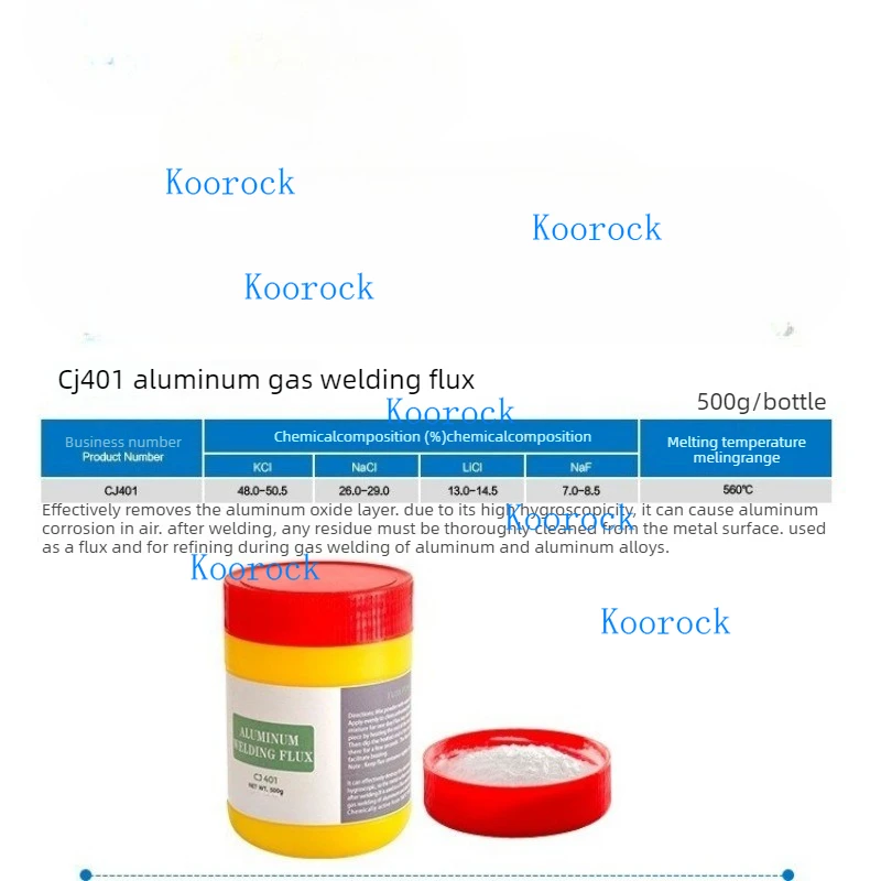 QJ401 Aluminum Brazing Flux Low Temp Aluminum Solder Powder for Aluminum & Alloys Gas Welding 560°C 500g/Bottle White Powder view 3
