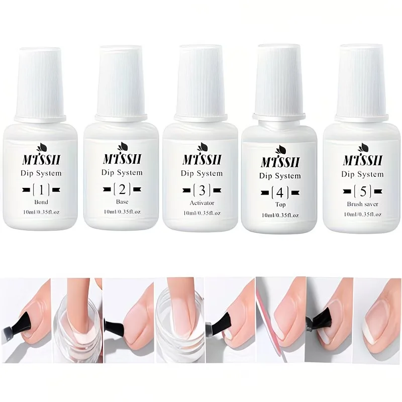 5PCS 10ml Dipping Nail Powder System Liquid Set Acrylic Nail Gel Nail Art Manicure UV LED Soak Off HEMA/TPO FREE
