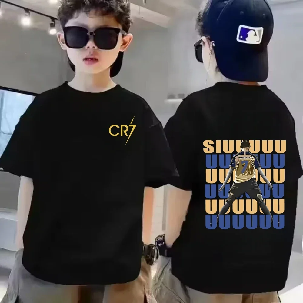 Summer Cotton CR7 Ronaldo Breathable Casual Sports Men Women Tee Adults Children Boy Gril Top Kids Parent Child Cotton T Shirt