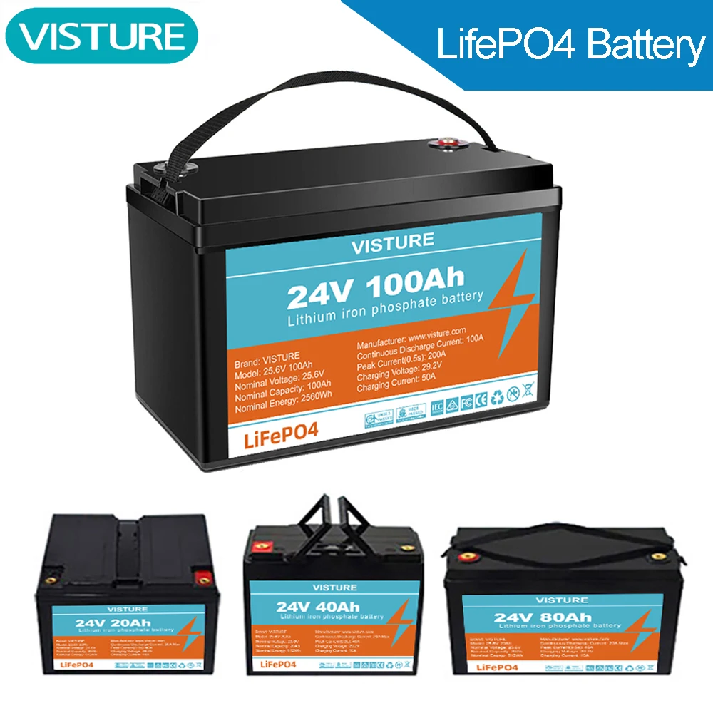 24V Lifepo4 Battery 20Ah to 200Ah Rechargeable Batteries 25.6V Lithium Iron Phospha Power Bank For Solar Inverter Green Home