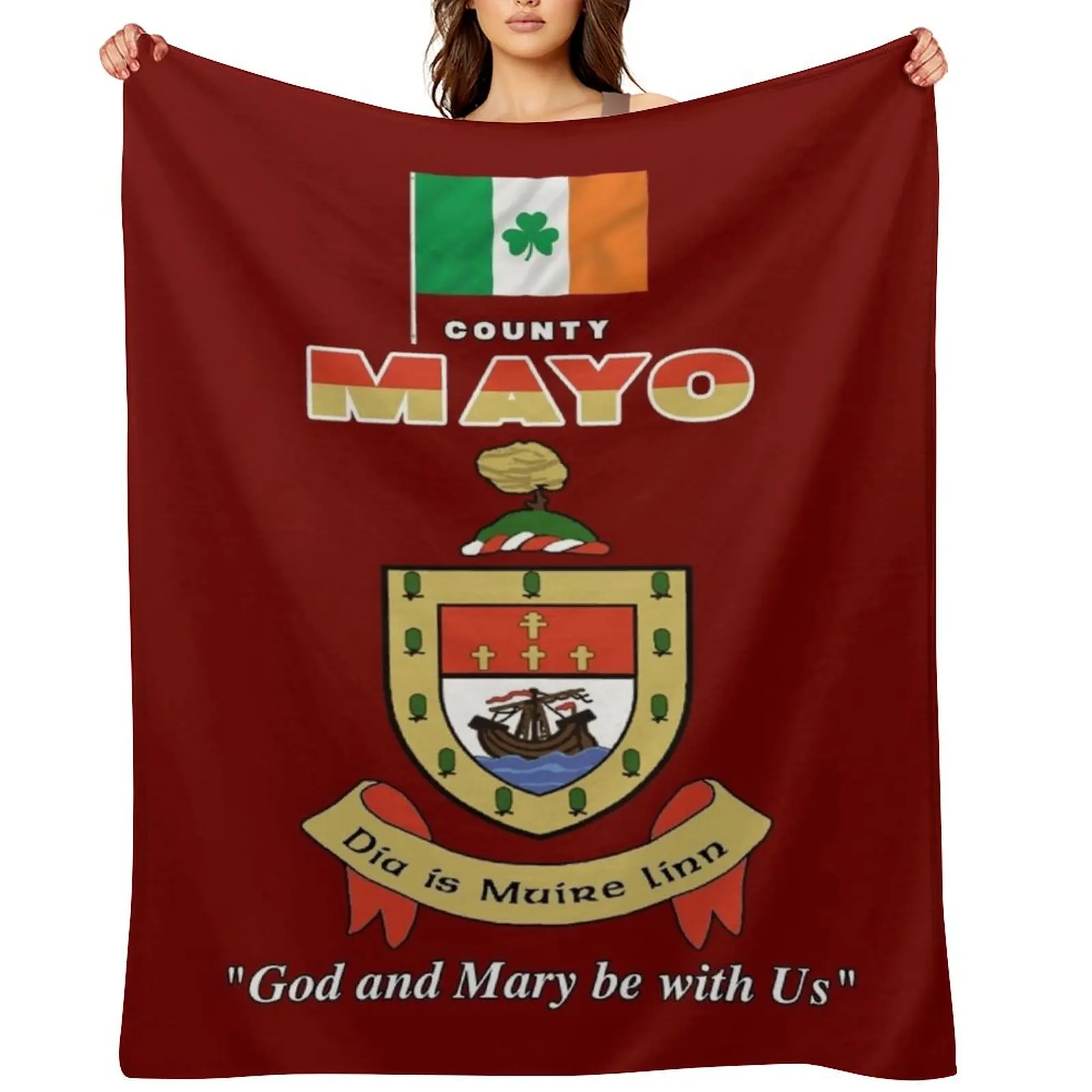 

COUNTY MAYO IRELAND - OFFICIAL CREST Throw Blanket Luxury Throw Luxury Designer funny gift Cute Plaid Blankets