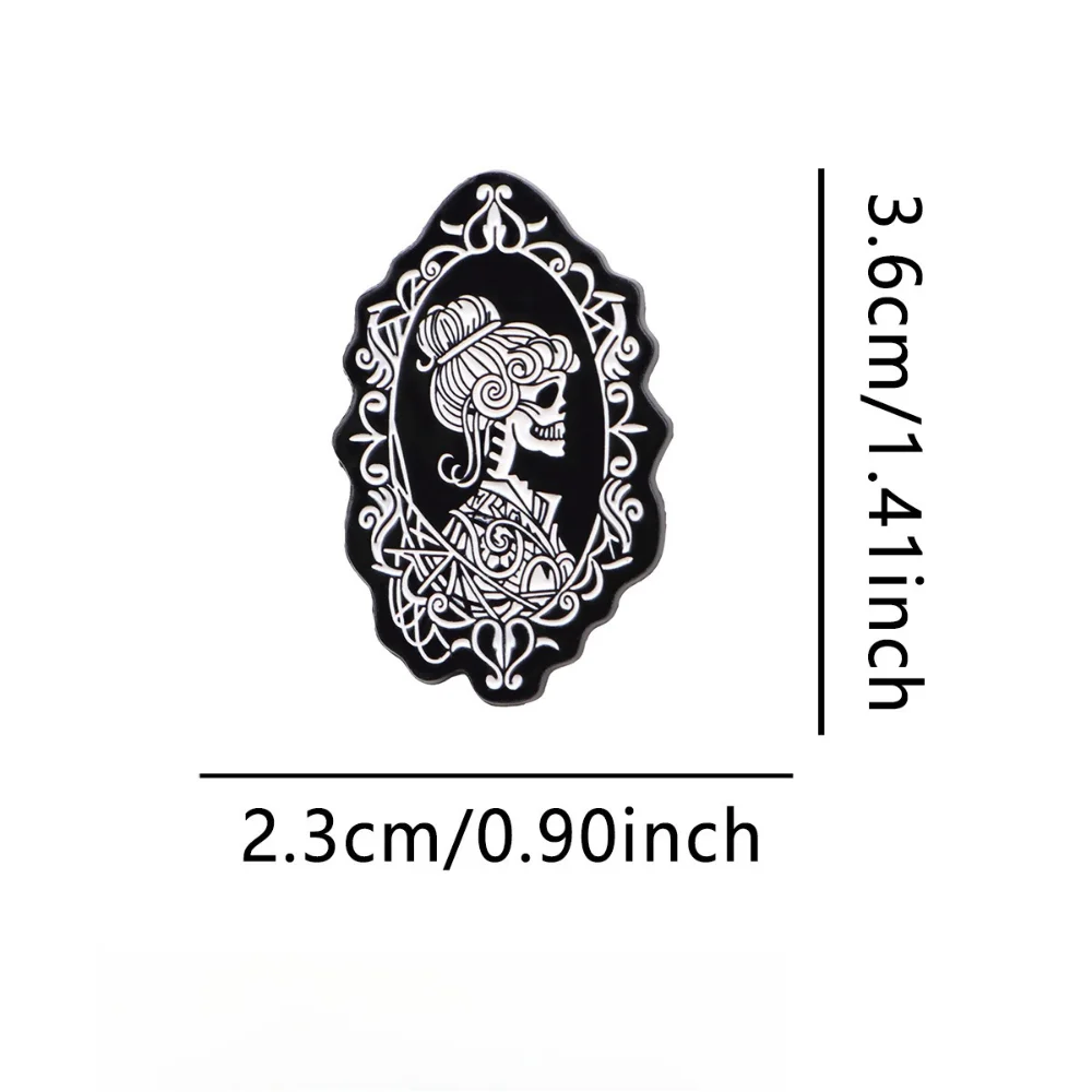 Gothic Retro Day of The Dead Skeleton Couple Brooch Black and White Carved Men's Women's Pins Coat Bag Personalized Decoration