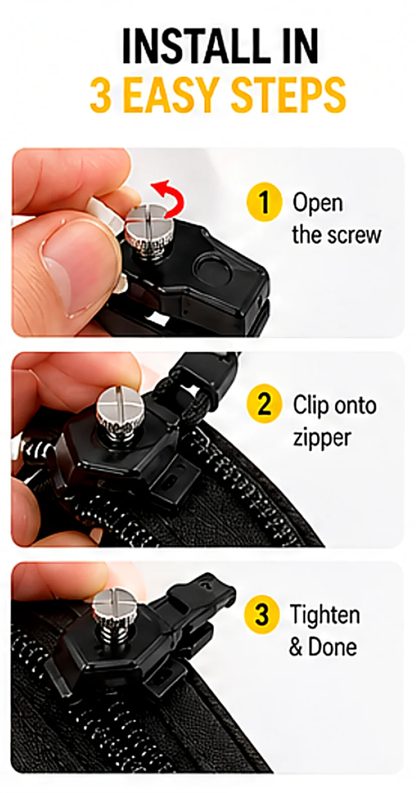 Reißverschluss Reparaturset Universal 2-6pcs Ersatz Zipper Kopf Sofort Reparatur 3 Größen Schieber Fix Kaputte Reißverschlüsse Kleidung Taschen Nähen DIY Zubehör Werkzeuge Praktisch Langlebig Tragbar – Detail 5