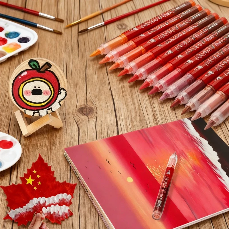 

12color Straight Liquid Acrylic Marker Pen Set Rich Colors Stackable Colors for Painting Graffiti DIY Glass Wood Stone Canvas