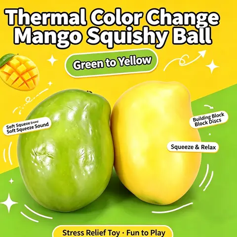 Thermochromic Color Changing Mango Squishy Toy Soft Squeeze Stress Relief Fidget Toy Simulation Fruit Decompression Toy