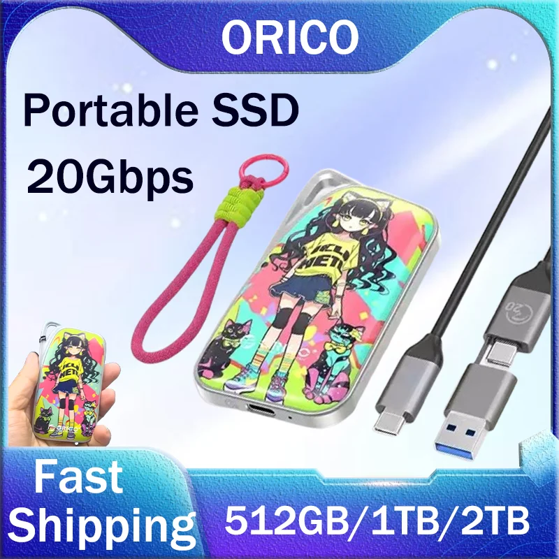 

ORICO 20Gbps Portable Solid State Drive 2TB Colorful Graffiti Type-C 1TB 512GB Solid State Drive PSSD For Laptop PC Data Backup
