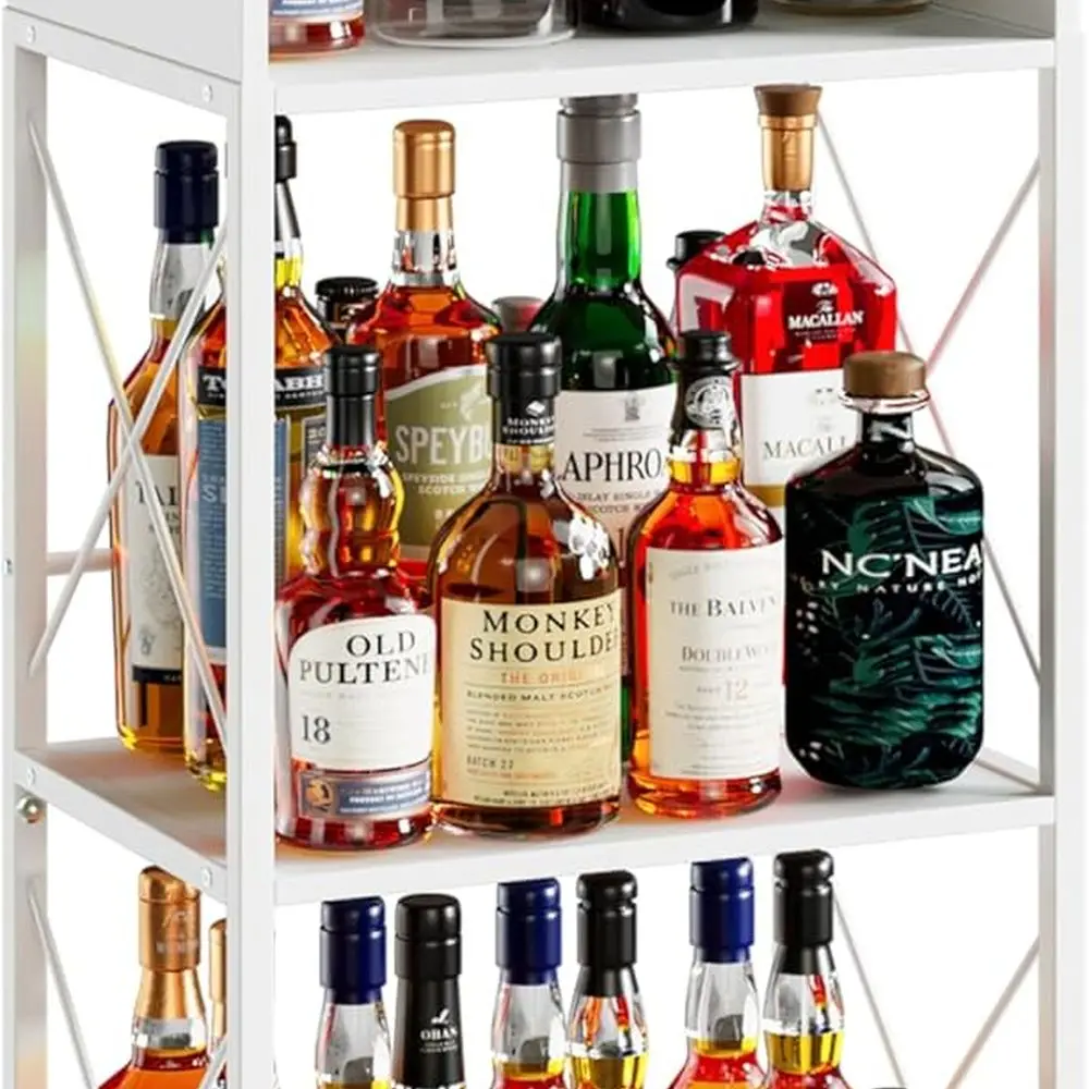 Полка для ликера для домашнего бара, 4-уровневая винтажная подставка для виски и спиртных напитков белого цвета