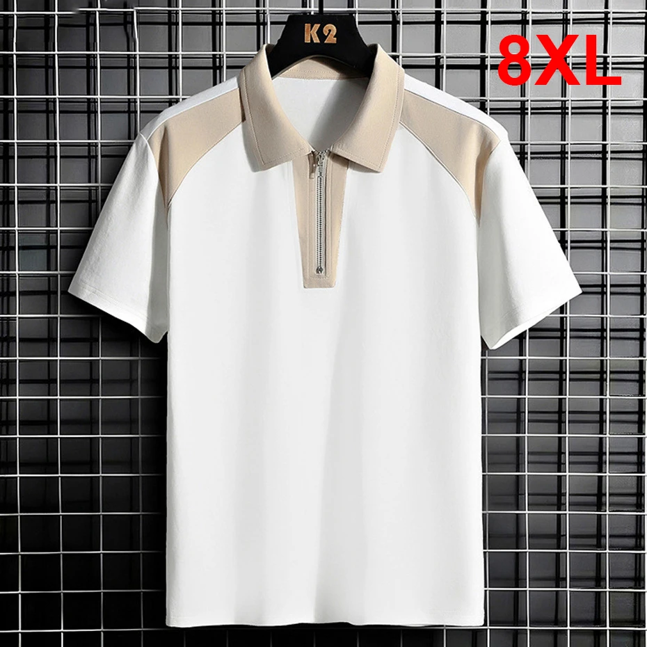 

Patchwork Polo Shirt Men Summer Short Sleeve Polo Shirts Plus Size 8XL Fashion Casual Color Block Polo Shirt Big Size 8XL