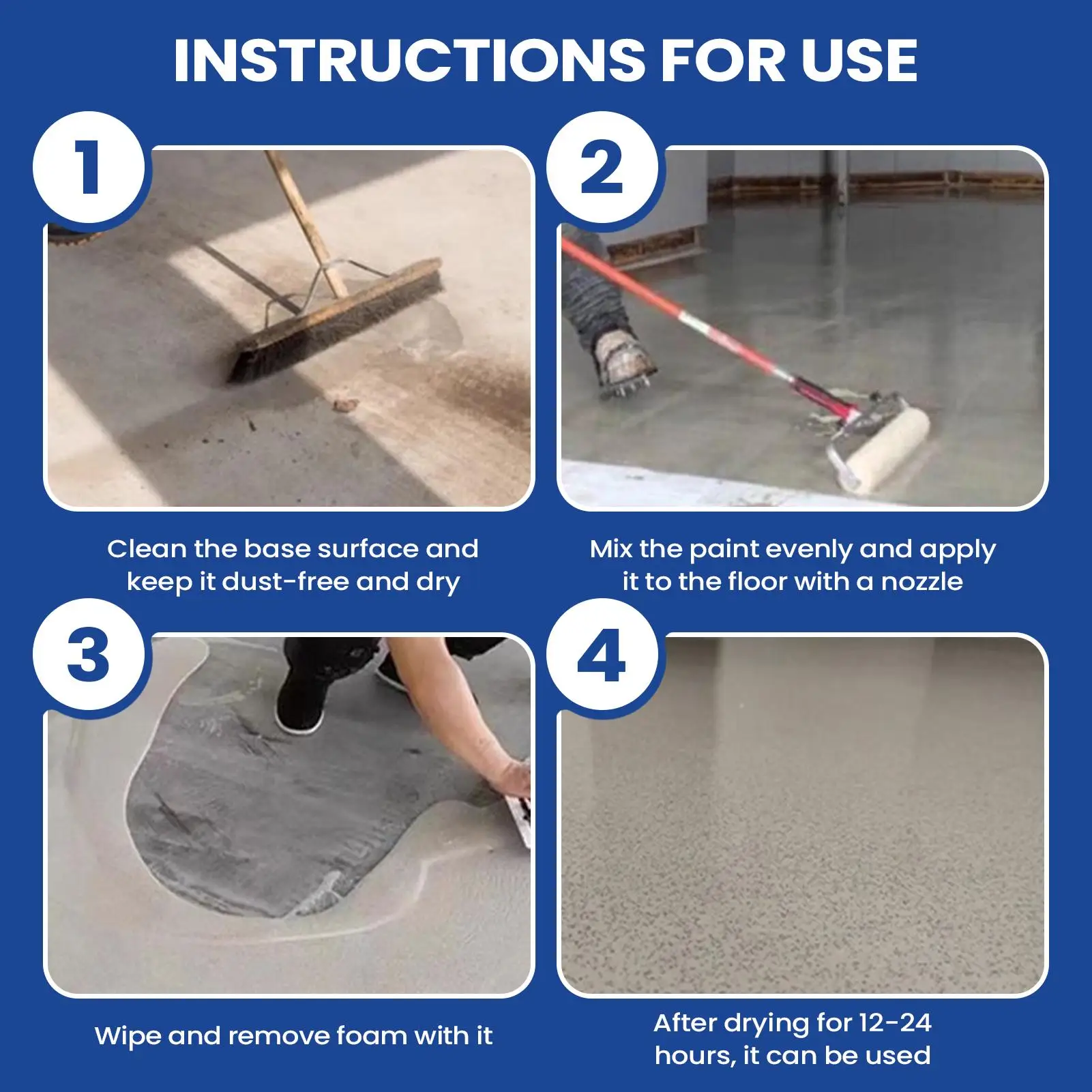 Epoxy Colored Sand Paint Non-Slip High-Gloss Coating Epoxy Floor Coating for House Home Dorm Apartment Indoor Shower Room Garage