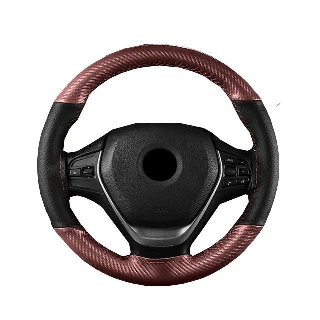 Accesorios de coche de fibra de carbono engrosados peludos universales de moda cubierta de volante cubierta de manija de coche