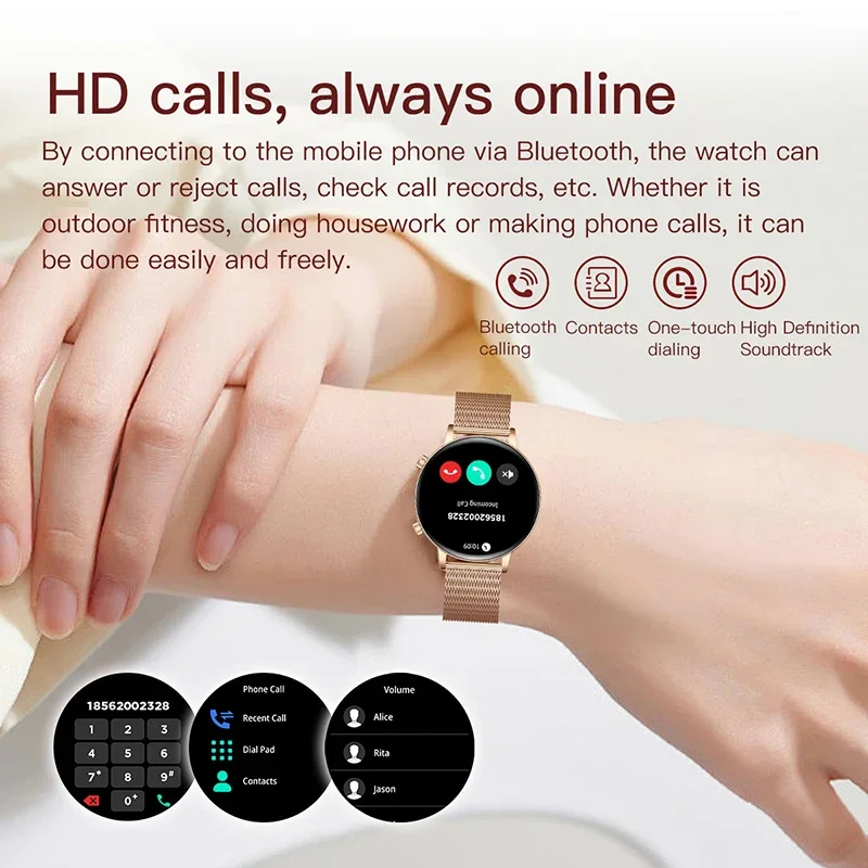 New Ultra Thin Lady Smart Watch Women AMOLED HD Screen Sports Bracelet Heart Rate Bluetooth Call Fashion Smartwatch For Female