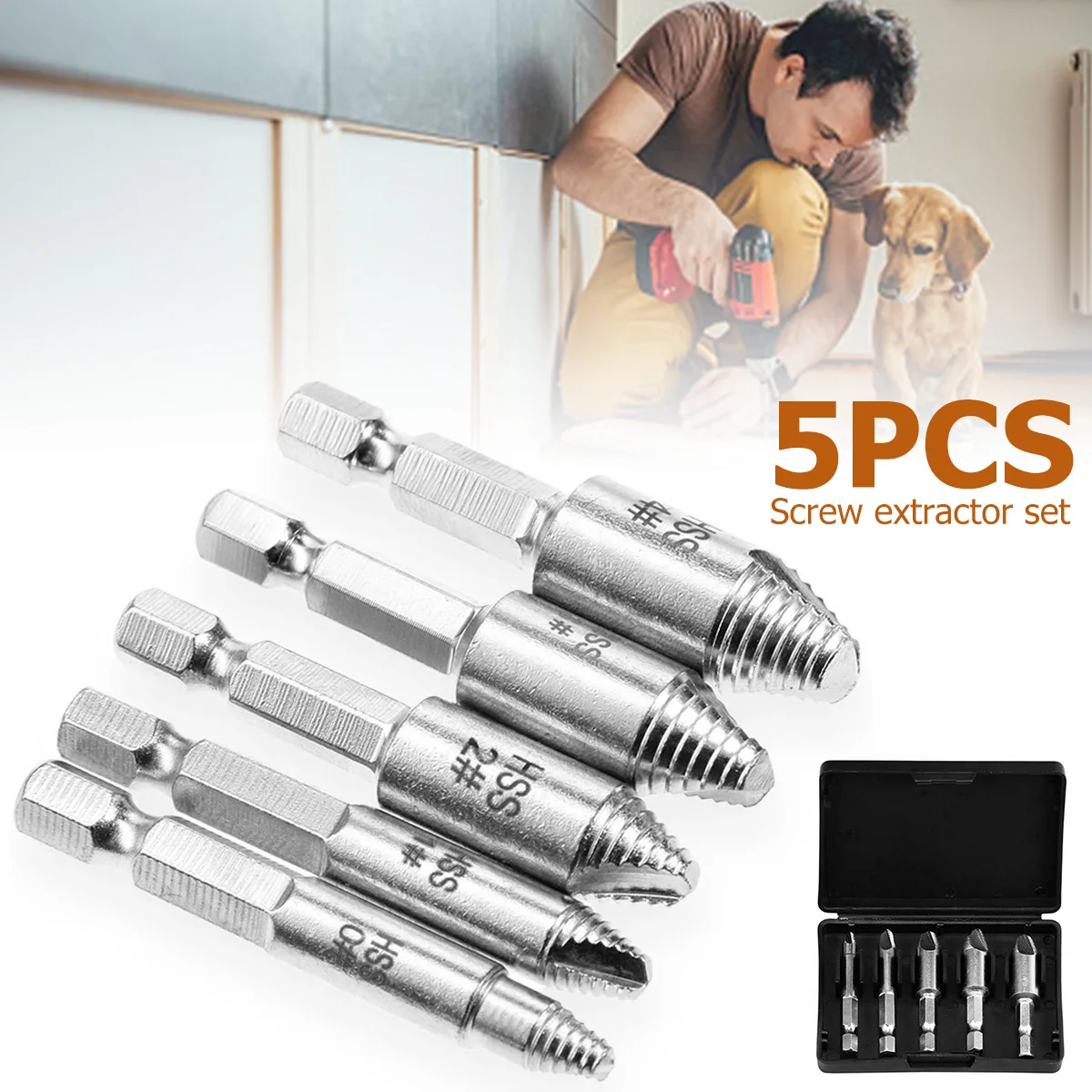 Damaged Screw Extractor Broken Bolt Stripped Set Double Head Tool Easy Out Removal Disassemble Stud Slip Teeth Demolish Remover