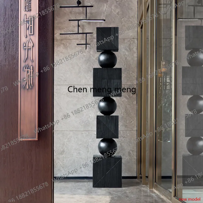 h178Laminated wood carvings Floor-to-ceiling ornaments Hotel lobby Sales office Decoration Creative geometric sculpture Artwork